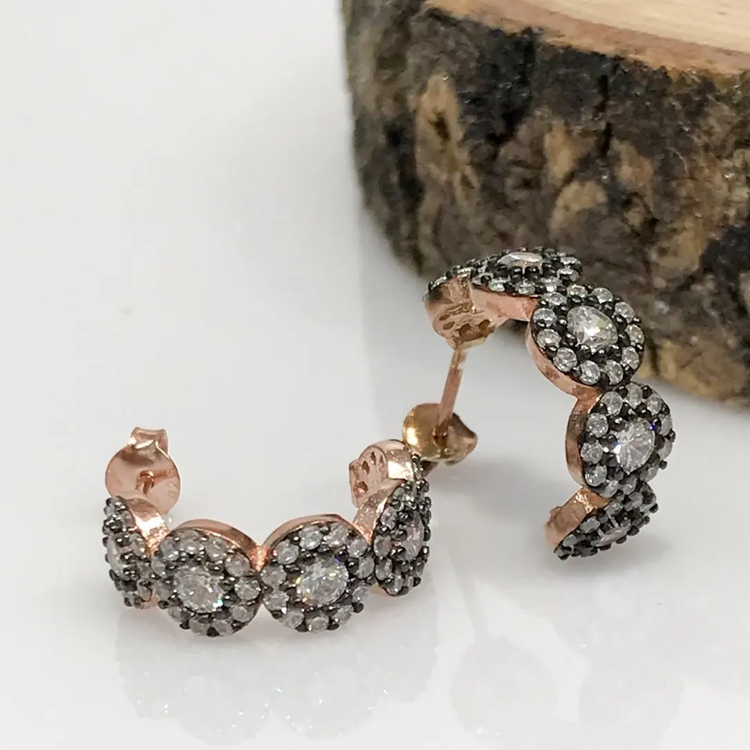 

Watercourse Diamond Model Half Hoop Silver Earrings