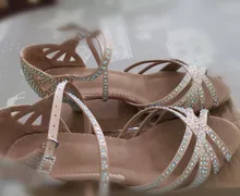 WUXIJIAO-Zapatos de baile de satén con diamantes de imitación para mujer, baile latino, suela suave, para salsa, tacón de 5 a 10cm
