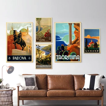 

Vintage Italian Travel Posters and Prints Italian Landscape Painting Wall Art Canvas Picture Italy Travel Gift Living Room Decor