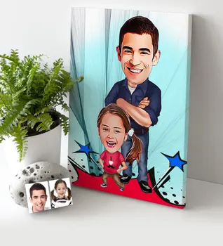 

Personalized Dad Girl Cartoon Canvas Table (30x50 cm.)-1