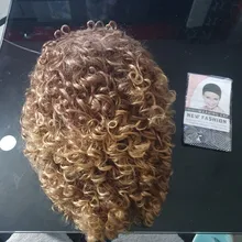 Curly Wig Short-Wig Bangs Afro Kinky Brown Synthetic Black-Women 14inches with Glorious