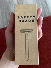 HAWARD-maquinilla de afeitar de doble filo para hombre y mujer, maquinilla de afeitar Manual clásica para la depilación, 20 hojas de afeitar, oro rosa