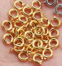 30 unids/lote de cierre de anillo de resorte dorado con anillo de salto abierto, cierre de joyería para cadena, collar, pulsera, conectores, fabricación de joyas