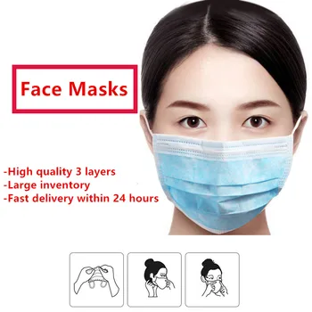 

100/50/20/10 PCS In Stock Kids Adults Disposable Protective Mask Face Mouth Masks 3 Layer Dustproof Mask Safety Masks