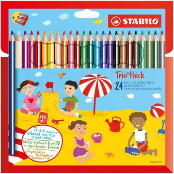 

24 maxi colorful crayons pencil stabilo trio maxi