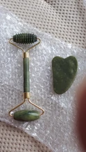 Gua Sha-Rodillo de Jade masajeador Facial 100% verdadera piedra Natural, rascador Gouache, herramientas de masaje para el cuidado de la piel