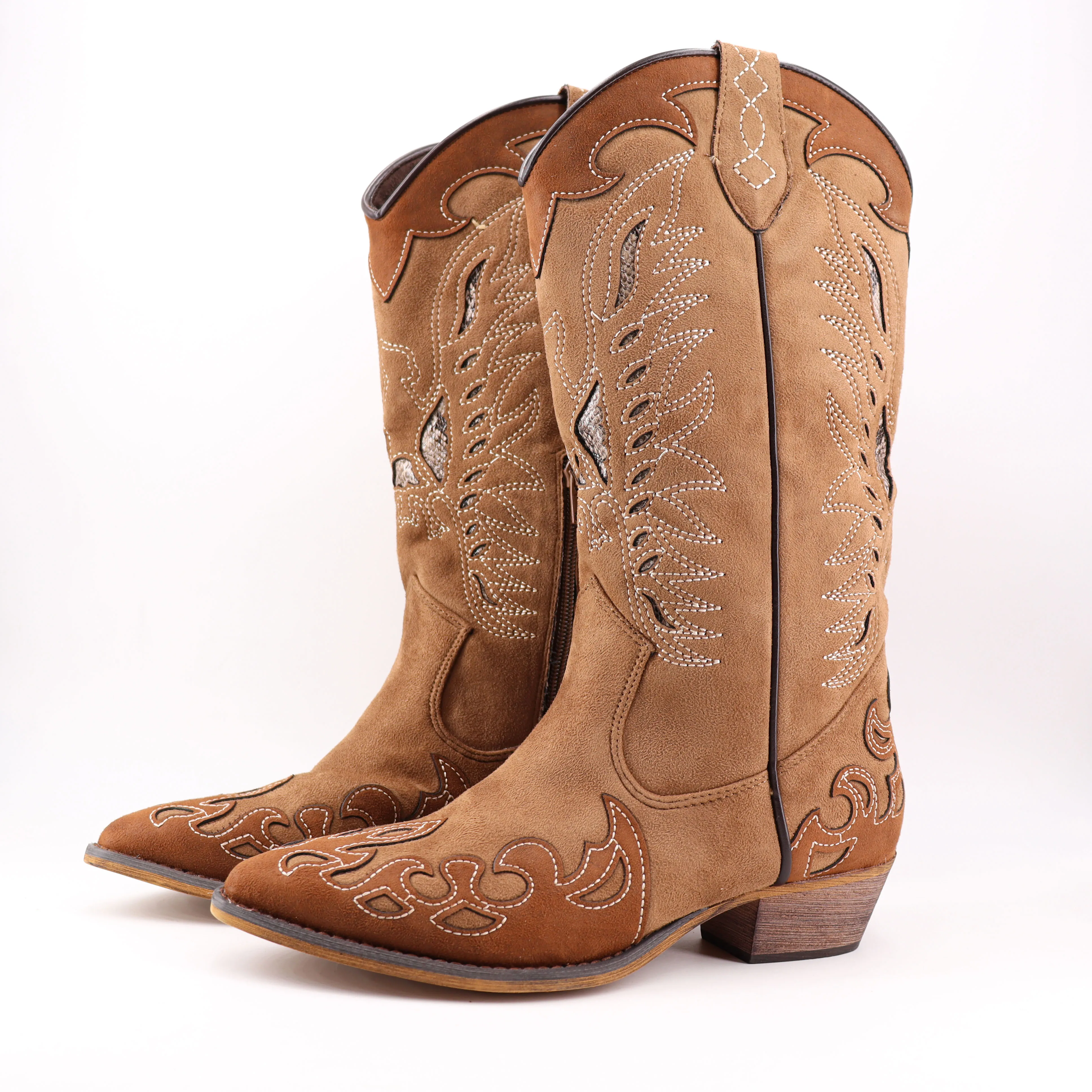 Hemera Studios Botas cowboy mujer botas camperas invierno 2020 de antelina muy cómodas combinables en camel nueva colección