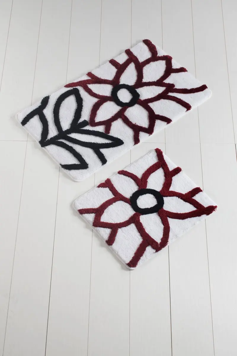 Коврики для ванной нескользящие Противоскользящие коврики противоскользящие натуральные красные 2'Li набор 60X100 см-50X60 см