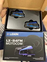 2 uds Lexin B4FM de 4-vias  Bluetooth intercomunicador para casco de motocicleta auriculares manos libres inalámbrico cascos intercomunicadores moto música con FM radio y DSP tecnologia de cancelación de ruido