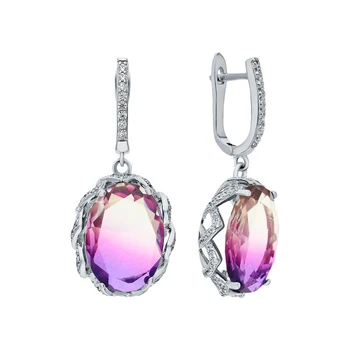 

Silver earrings with sitals and cubic zirconium sunlight sample 925