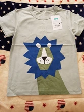 Camiseta de manga corta de algodón con dibujos de animales para niños y niñas, ropa de verano, dibujo de mono de León, coche rojo
