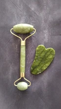 Gua Sha-Rodillo de piedra de jade para masaje facial, rodillo estiramiento piel cuello, doble cabezal, relajación de la piel, piedra de jade natural