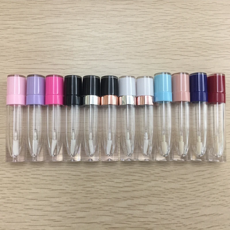 

Fast shipping 6pcs 60pcs 100pcs round clear wholesale lipgloss packaging white pink purple black 6ml lipgloss tube bulk