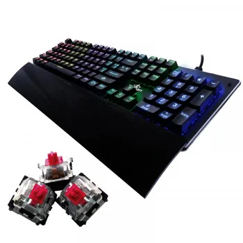 

Yeian, mechanical gaming keyboard, 104 keys, red Switch, backlit RGB, wrist rest, Wired, YAT1803, Black