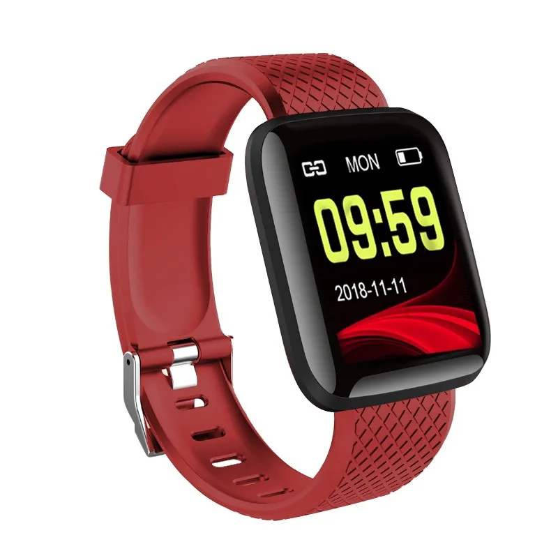116 плюс спортивные носимые Смарт-часы мужские пульсометр кровяное давление кислородный фитнес-трекер reloj inteligente смарт-браслет - Цвет: Red