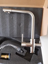 Grifo de cocina con doble Caño cromado, filtro de agua potable, purificador de latón, recipiente, fregadero, mezclador, agua caliente y fría, Torneira