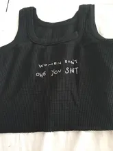 Tank-Tops Letter Embroidery Indie-Style Streetwear Skinny Dark-Knitted Goth Black White