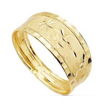 

18k solid gold ring carved maximum width head 8mm. [AC0164]