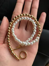 2021 nuevo de moda barroco Collar con cadena de perlas mujeres Collar Punk, cierre de palanca círculo Lariat grano gargantilla collares joyería