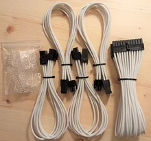 WinKool-Cable de alimentación con manguito blanco y negro, ATX EPS CPU 8 pines macho hembra a 4 + 4 pines 18AWG PSU