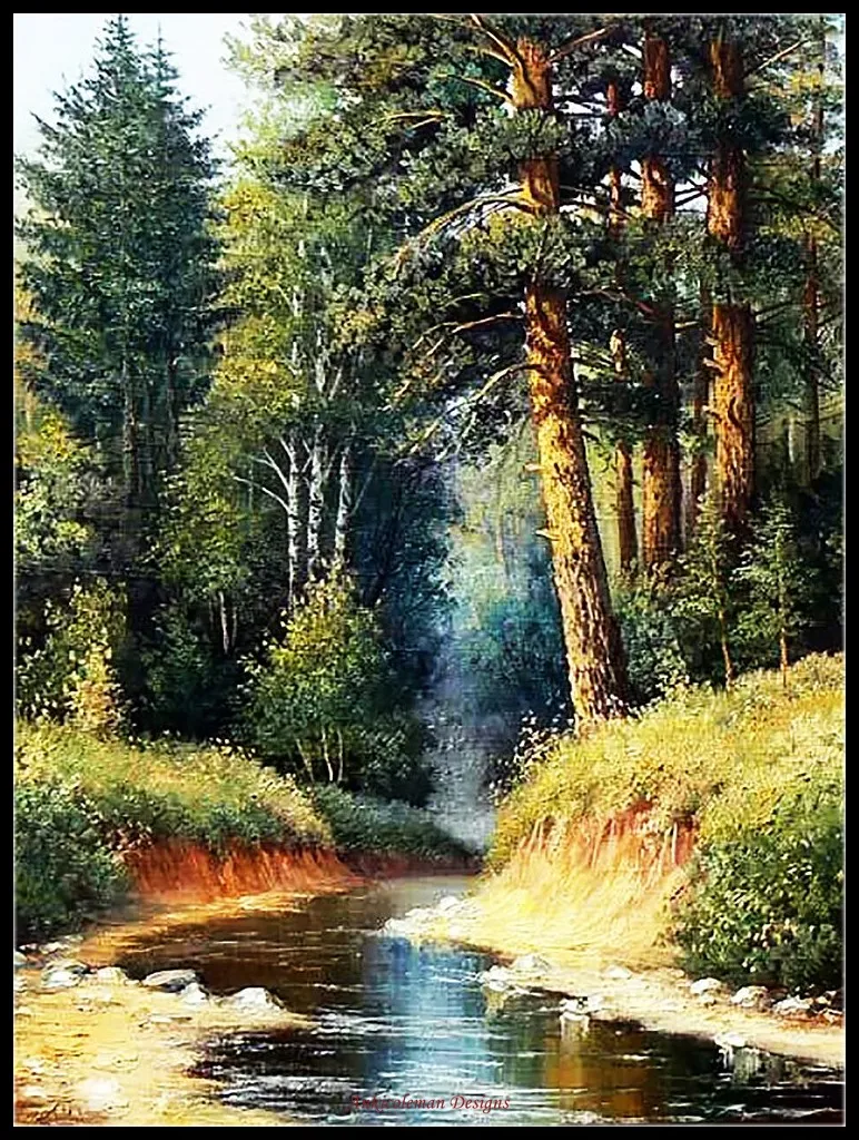 

Pine Forest - Counted Cross Stitch Kits - DMC Color DIY Handmade Needlework for Embroidery 14 ct Cross Stitch Sets