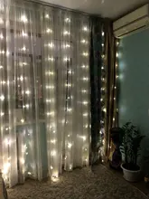 Christmas-Decorations Light Ornament Garland Curtain-String Flash-Fairy Happy Home-Room