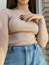 Suéteres de cuello alto para mujer, Jersey de punto informal de manga larga, elástico, Delgado, a la moda, otoño e invierno, 2021