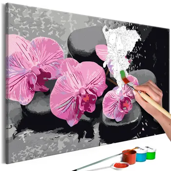 

DIY-orchid and pebbles zen picture (black background)-60x40 cm