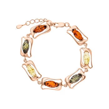 

Silver Bracelet with amber sunlight sample 925