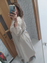 Summer Dresses Buttons V-Neck Lace-Up Oversize Colorfaith Women Spring Vintage Casual