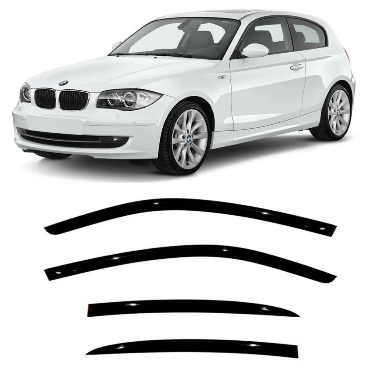 Wind Visor Deflectors Cobra Tuning B23507- Car Ventvisor Door Side - Window Air Guard for Protection Against Snow Sun and Rain Compatible with BMW 1