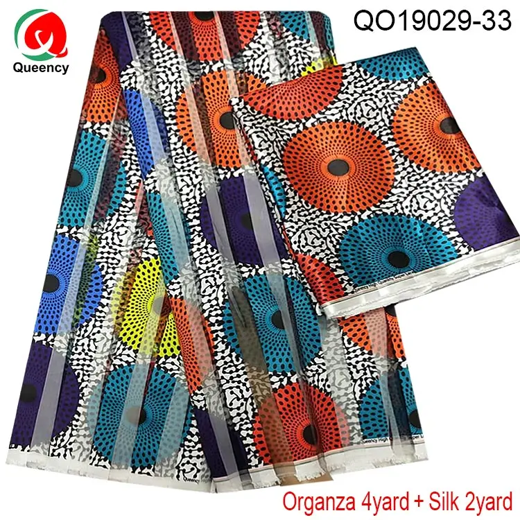 QO19029-QO19029-DHL 4 ярдов лента органза матч 2 ярдов атласная шелковая ткань Африка печатных Гана красивое кружево для платьев