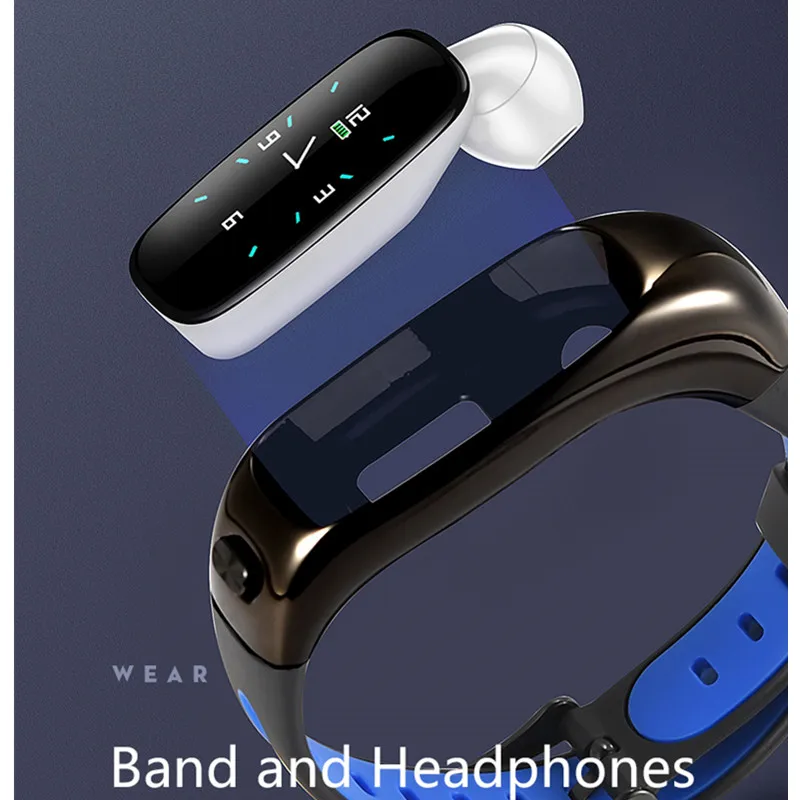 

Accalia S1 sport band bluetooth headphone heart rate blood pressure monitor smart wristband waterproof fitness tracker
