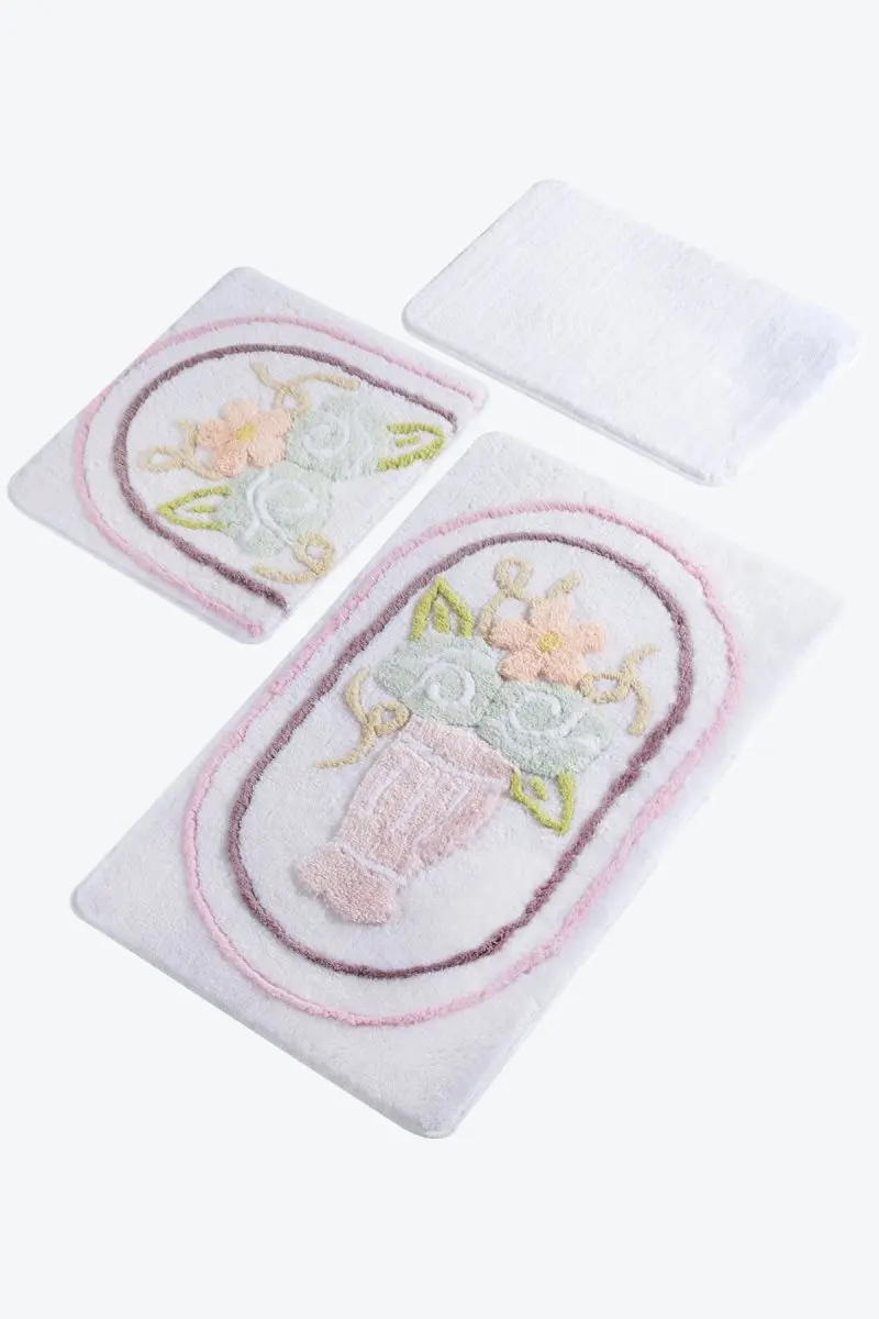 

Bath Mat-mats | Mat Bath Mats Non Slip Anti Mould Mats Demeter White 3L Set 60X100 cm-50X60 Cm-40X60 Cm