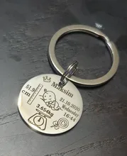 Llavero personalizado para bebé, con nombre, fecha de nacimiento, altura y peso para recién nacidos, artículo personalizado conmemorativo, regalo para mamá y papá P026