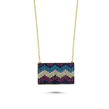 

Merve Gümüş'ten 925 Gauge Mixed Color Zircon Stone Rectangle Necklace