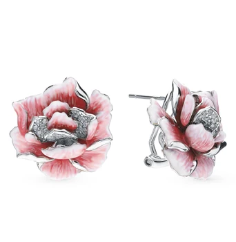 

Silver earrings with cubic zirconia and enamel sunlight sample 925