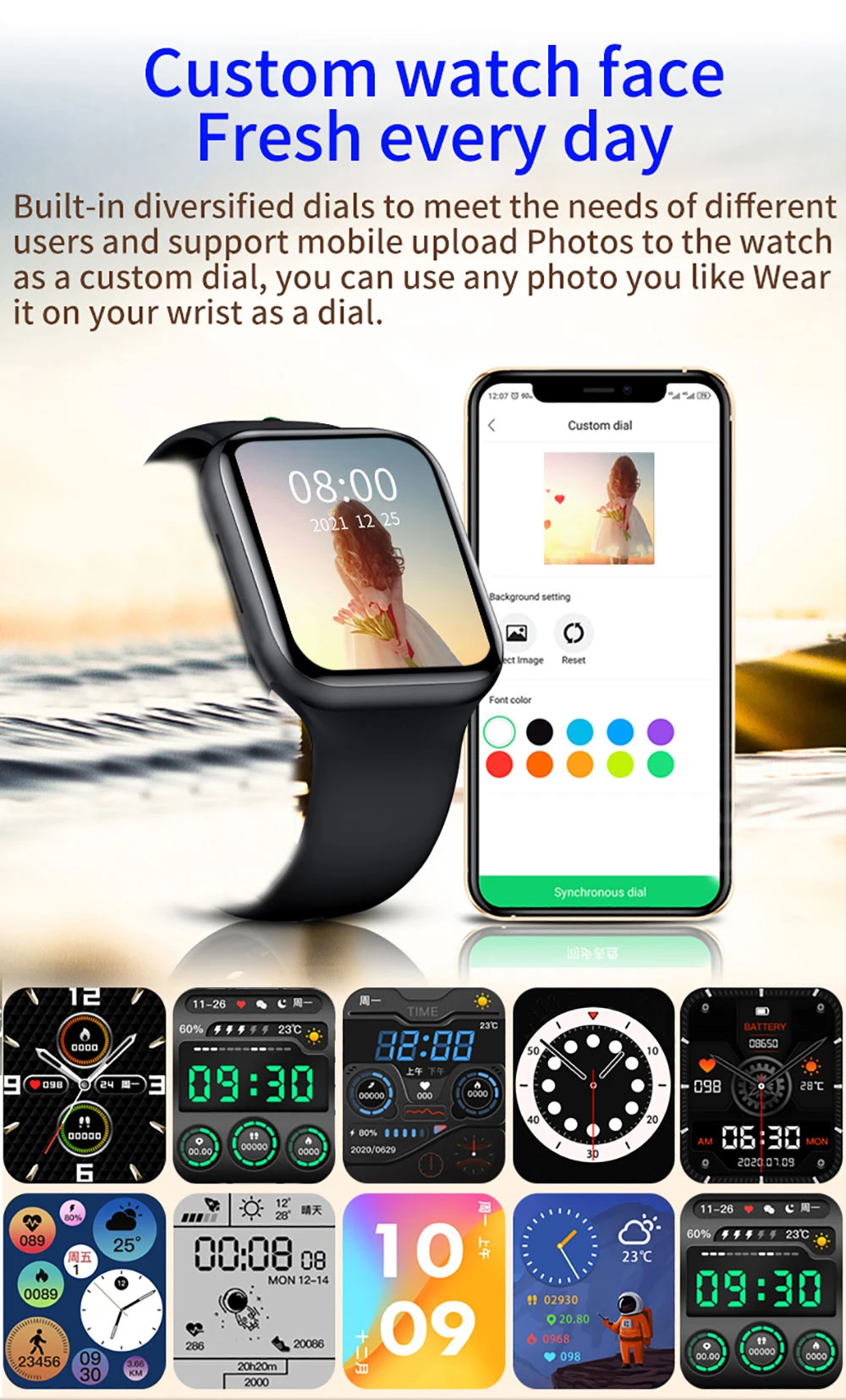 IWO-reloj inteligente Serie 7 Original para hombre y mujer, pulsera con llamadas, NFC, carga inalámbrica de 2022 pulgadas, compatible con Android, IOS y Huawei, 1,82