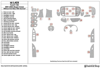 

Interior trim for Ford F-150 Super Crew 2001-2003. Set L423.
