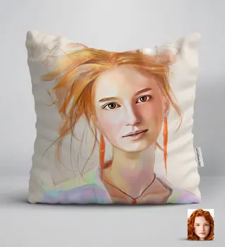 

Personalized Women 'S Artistic Portrait Design White Yastık-5