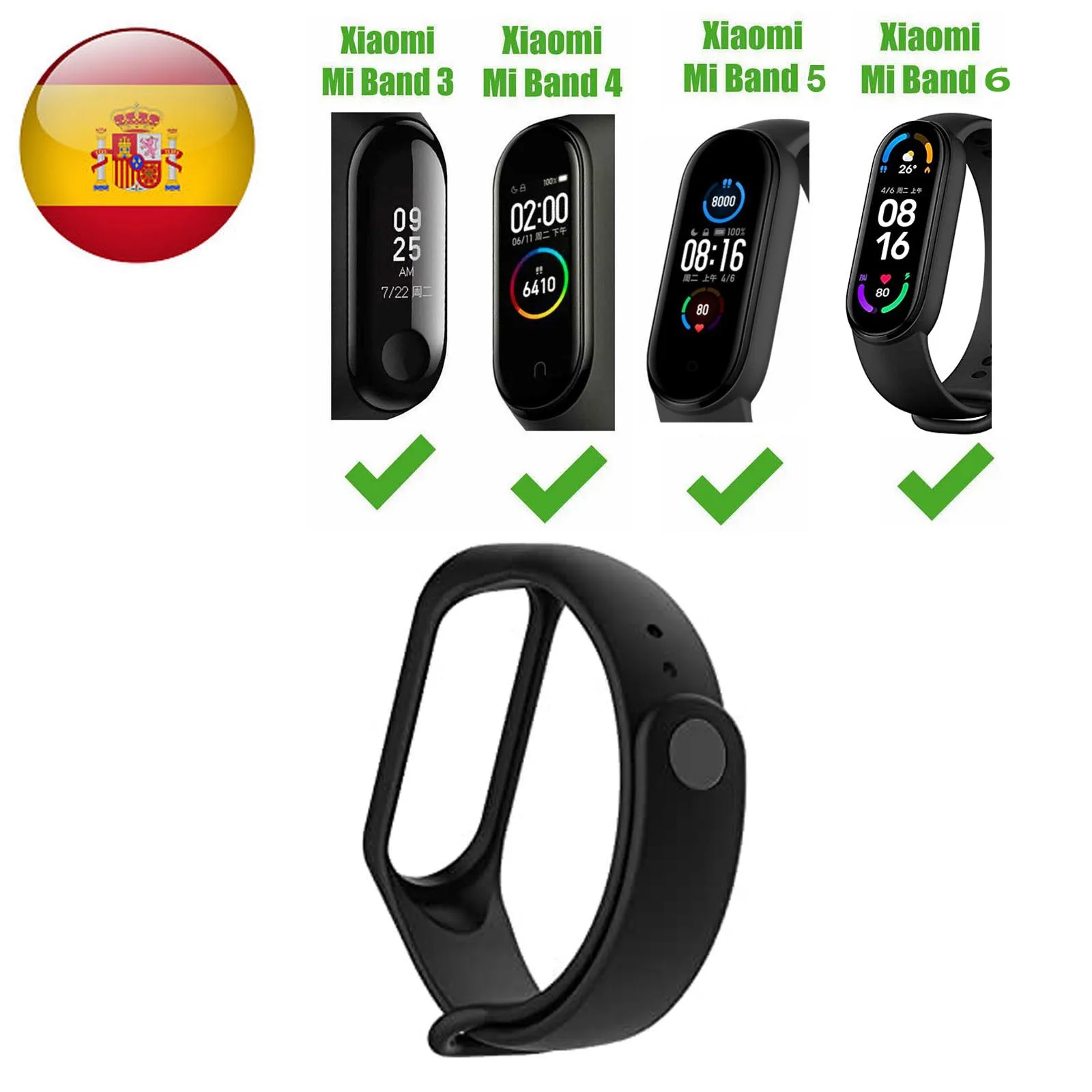 Correa De Recambio Per Xiaomi Mi Band Pulsera (Vidad Xiaomi Mi Band 3 4 5 6 Smartwatch Reloj Negro