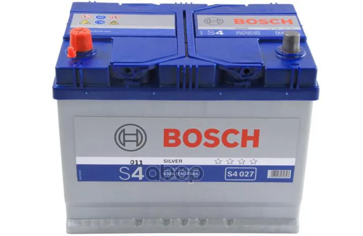 Аккумулятор Bosch S4 Silver 12v 70ah 630a Etn 1(L) B01 261x175x220mm 17.32kg Bosch арт. 0092S40270