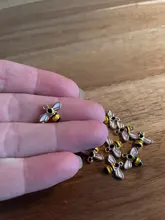 Abalorio de esmalte de abeja para fabricación y fabricación de joyas, pendiente, colgante, abalorios para pulsera o collar, 12x15mm, 10 Uds.