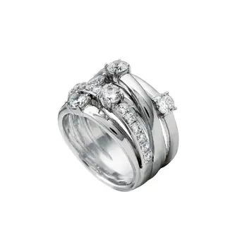 

Silver Ring with Zircons Cross Wide
