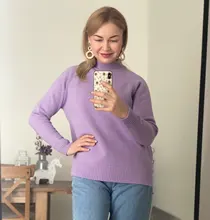 Sweater Pullovers Mock-Neck Beige Purple Winter Green 8-Colors High-Quality Women C-232