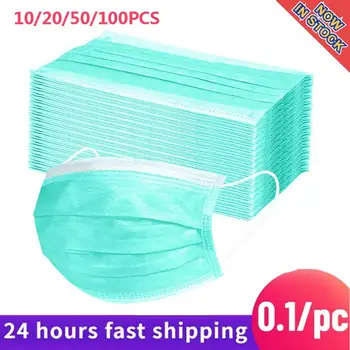 

10/20/50/100PCS Fast delivery 3 layer Disposable mask Breathable Face Mask With Elastic Earloop Face Mouth Masks mascarillas#K35