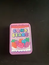 Sharkbang-caja de almacenamiento de dulces, caja de hojalata de Metal, organizador de escritorio, papelería, bonito oso arcoíris, conejo