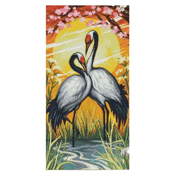 

Аж-1664 painting with rhinestones 'crane Paras' 30*60 cm