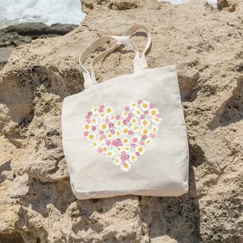 

Angemiel Bag Floral Heart Picture Shopping Beach Tote Bag