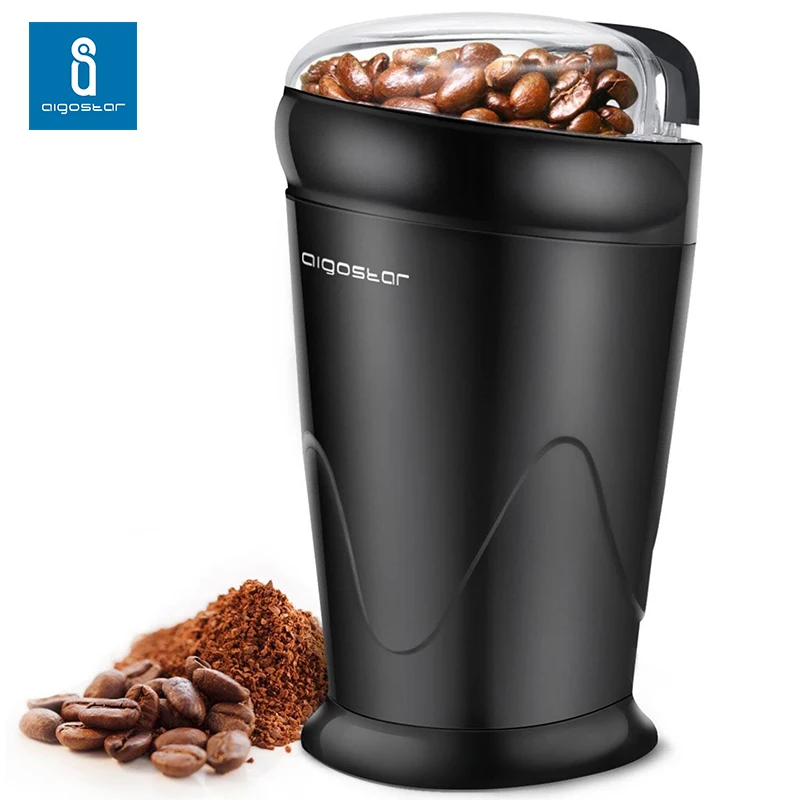 Mejores Ofertas Aigostar Breath 30CFR - Molinillo compacto de café, especias, semillas o granos, 150 W, capacidad 60 gr, cuchillas de acero inoxidable con láminas antidesgaste. Libre de BPA. Diseño exclusivo. 73oNebMmO